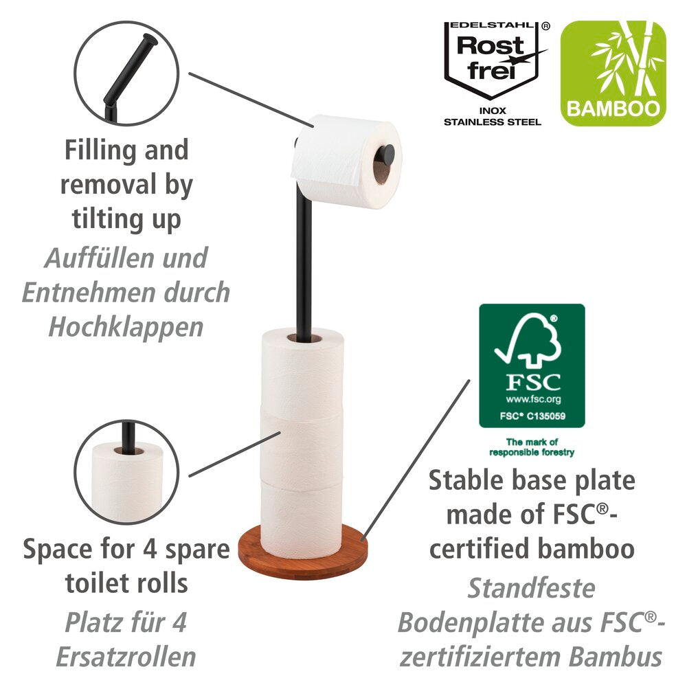 2-i-1 toalettpapirholder stående Serro bambus WENKO bakside