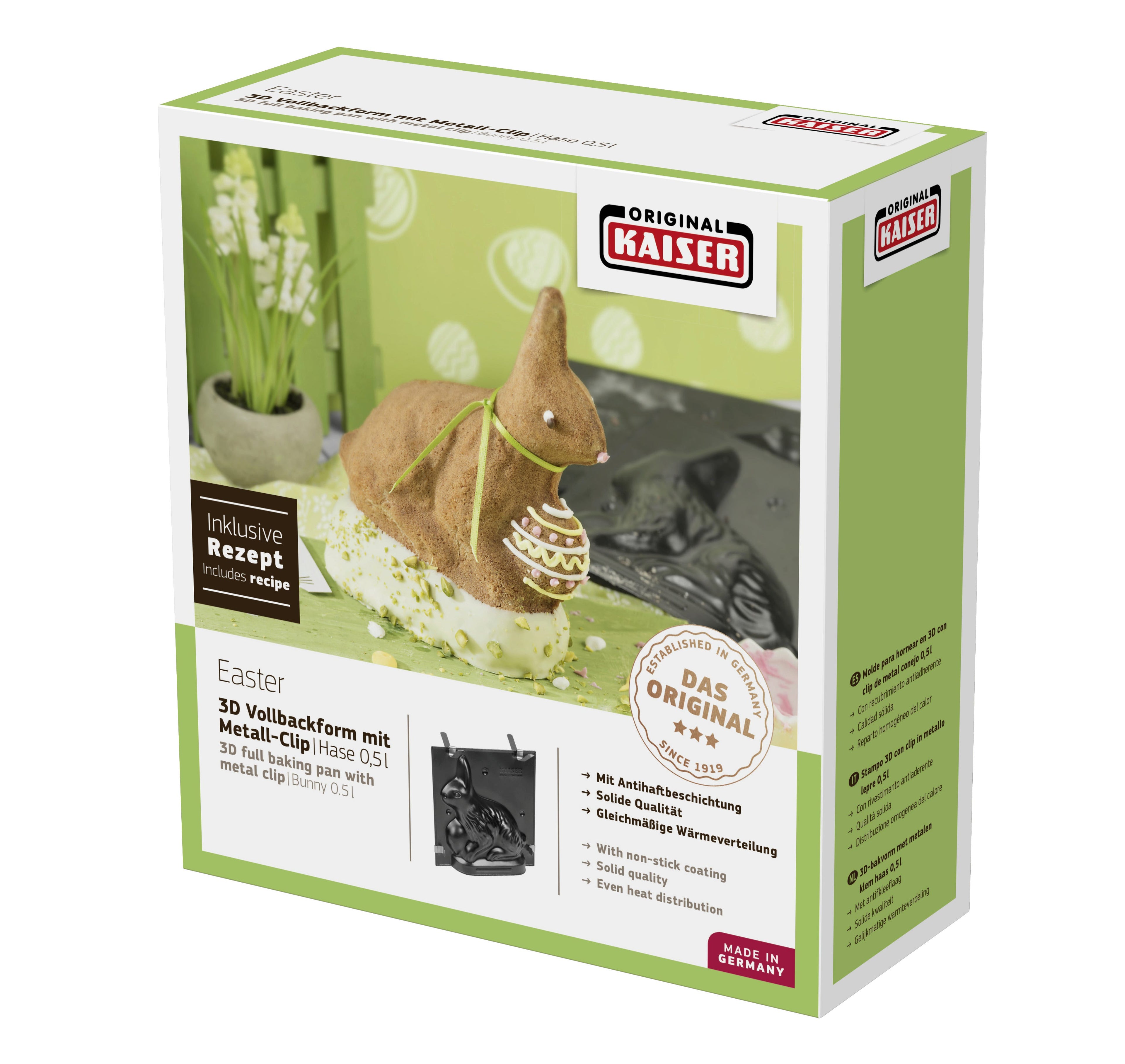 3D-figurform hare 0,5 l non-stick med kake klar til steking