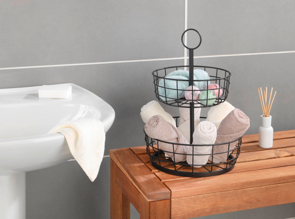 Fruktfat etagere 2 etasjer metall svart - Wenko