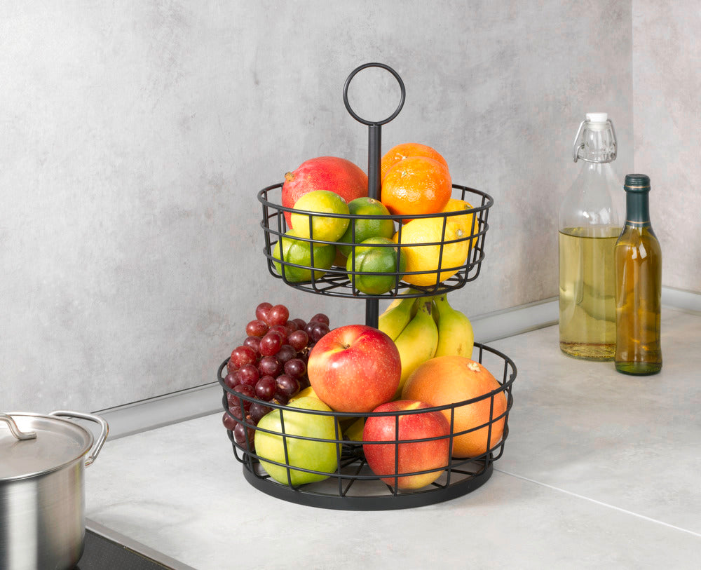 Fruktfat etagere 2 etasjer metall svart - Wenko