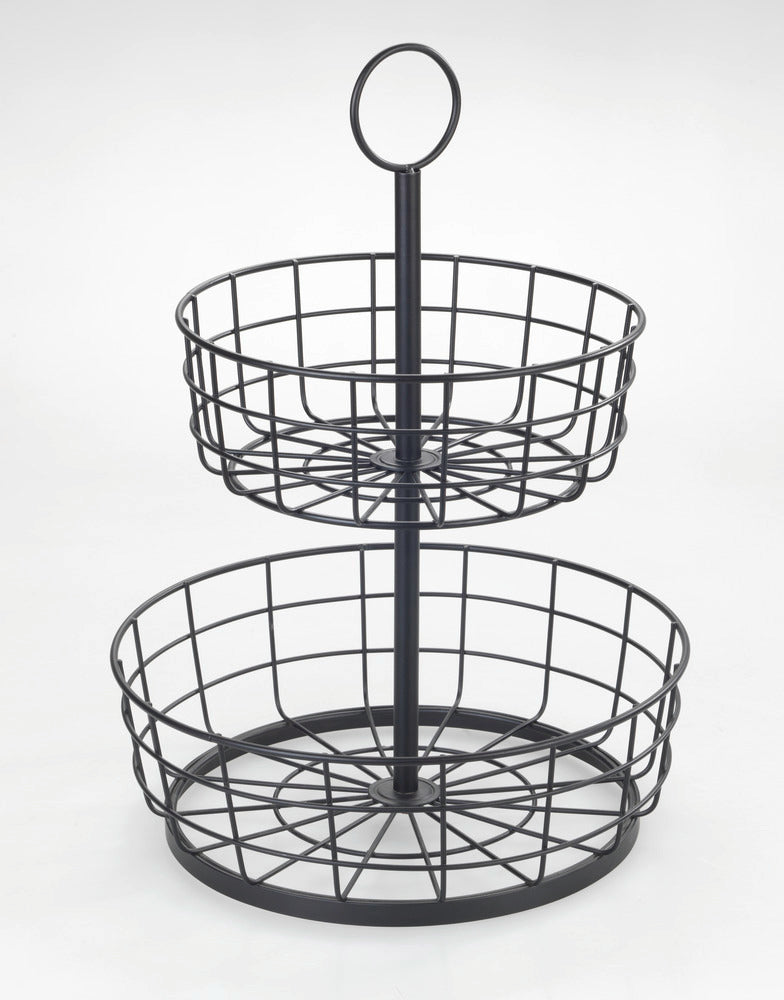 Fruktfat etagere 2 etasjer metall svart - Wenko