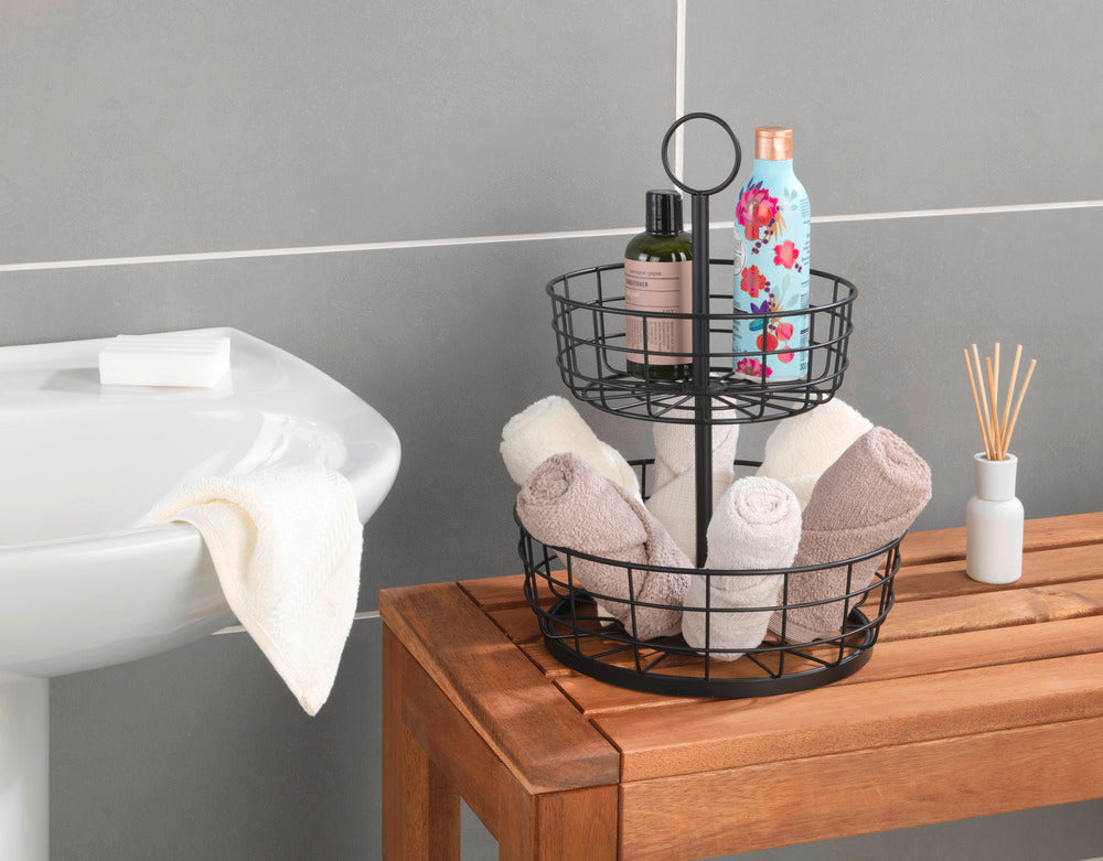 Fruktfat etagere 2 etasjer metall svart - Wenko