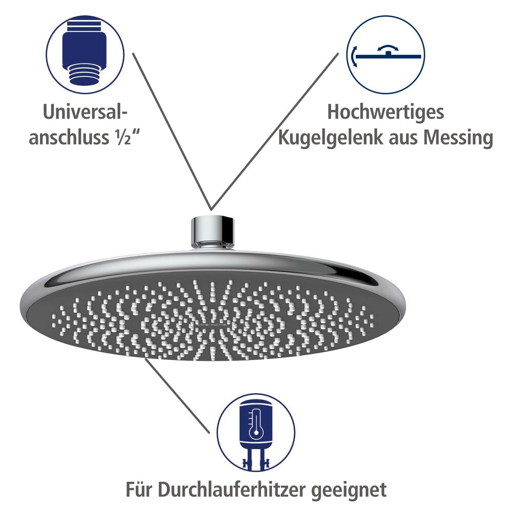 Regndusjhode Watersaving Ø 20 cm rustfritt stål vannstråler