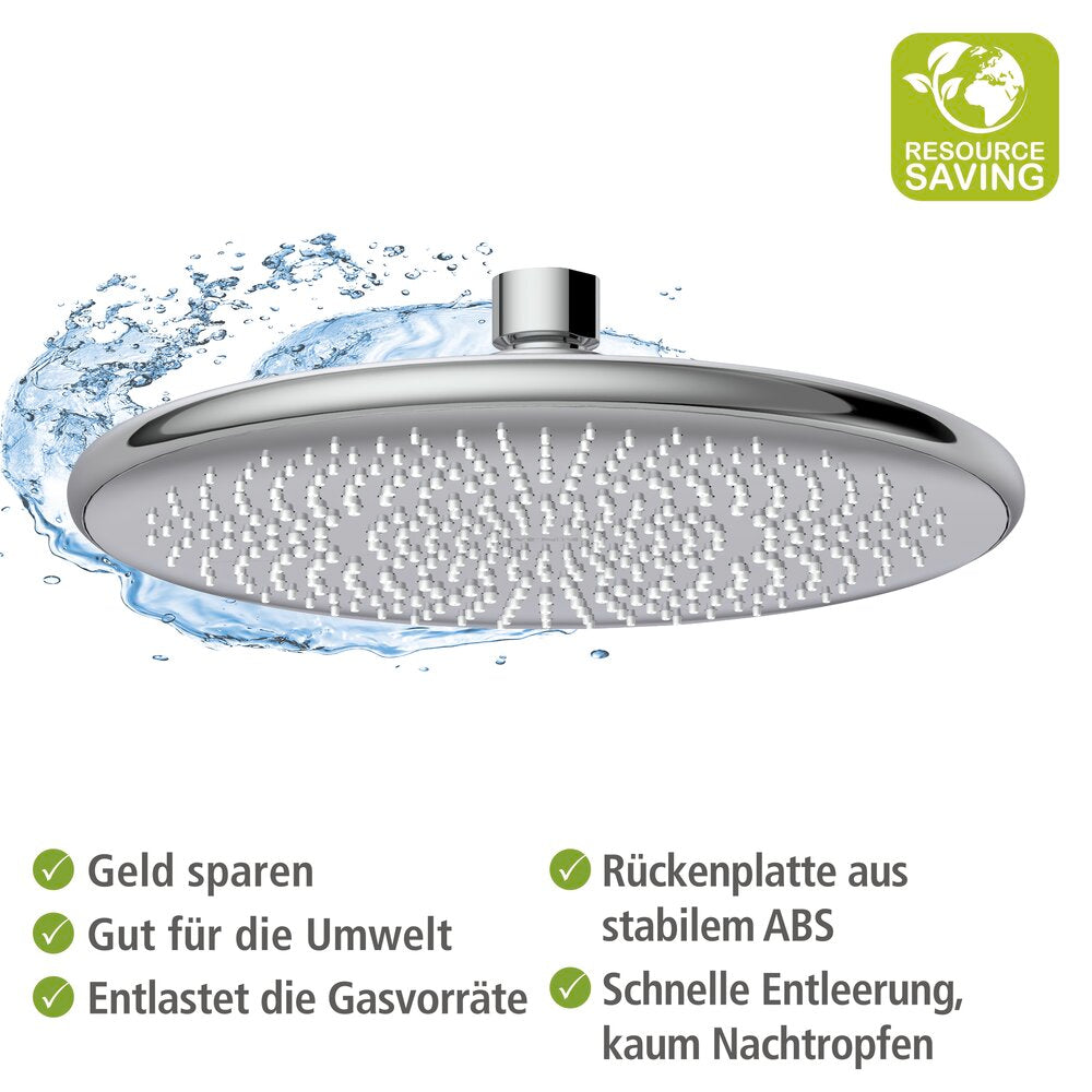 Regndusjhode Watersaving Ø 20 cm rustfritt stål montert