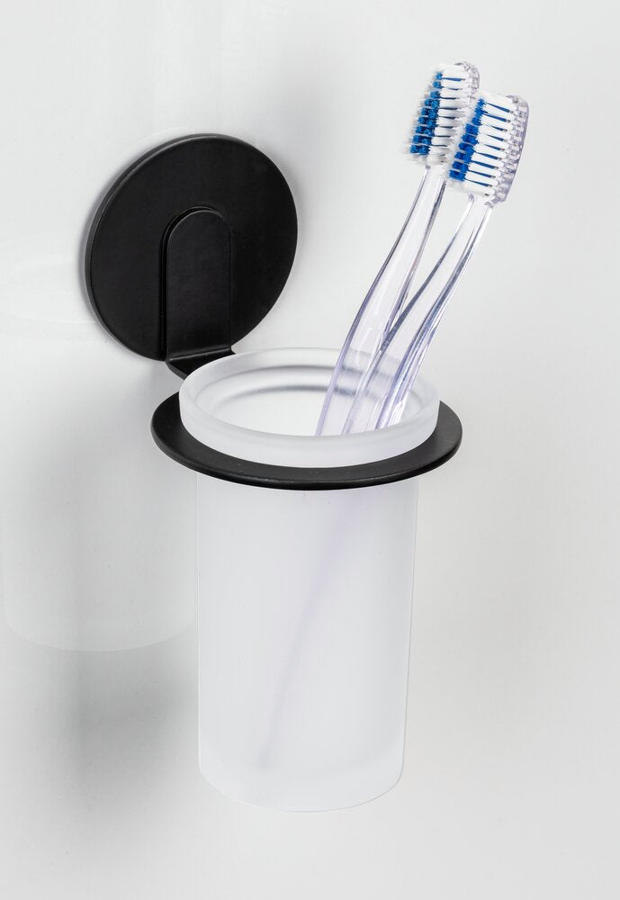 Tannbørsteholder Turbo-Loc® Bivio svart matt satinert glass - Wenko