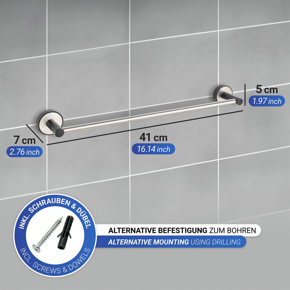Håndklestang rustfritt stål matt 40 cm UV-Loc® borrefri - Wenko