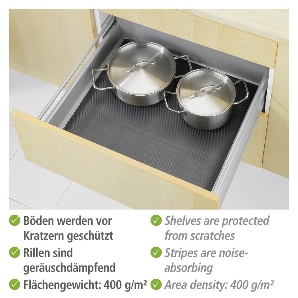 Skuffematte sklisikker 150x50 cm svart EVA 3-delt sett - Wenko