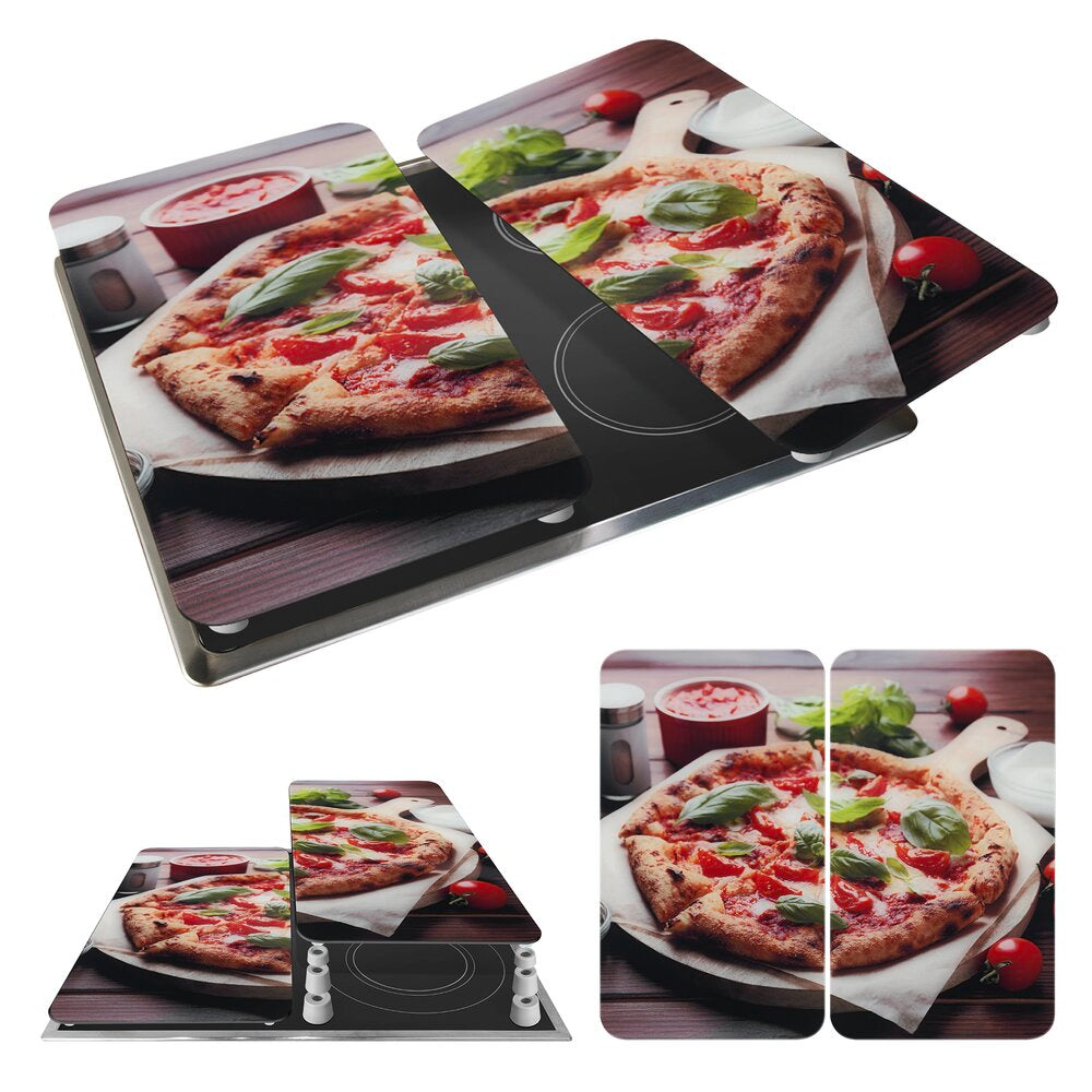 Komfyrdeksel glass 2-delt sett pizza-motiv universal - Wenko