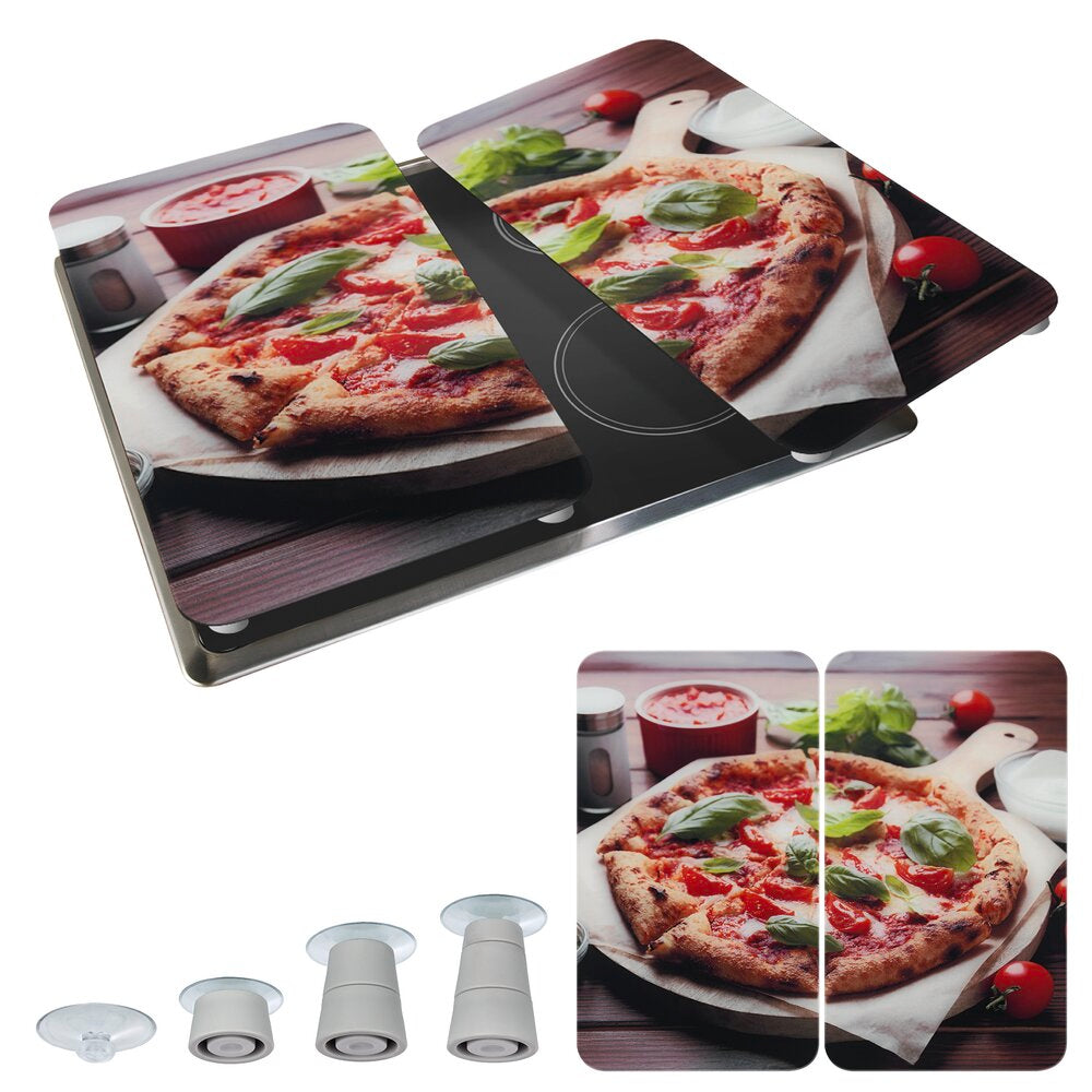 Komfyrdeksel glass 2-delt sett pizza-motiv universal - Wenko