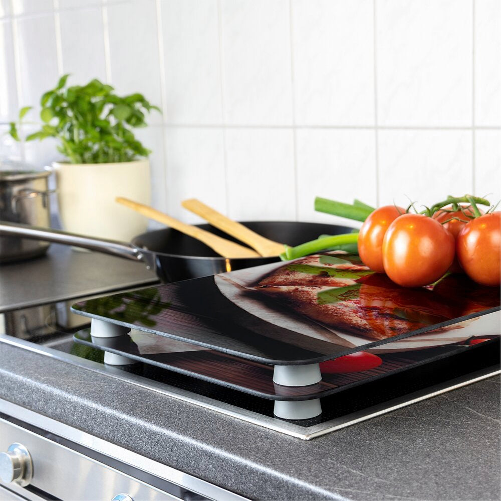 Komfyrdeksel glass 2-delt sett pizza-motiv universal - Wenko