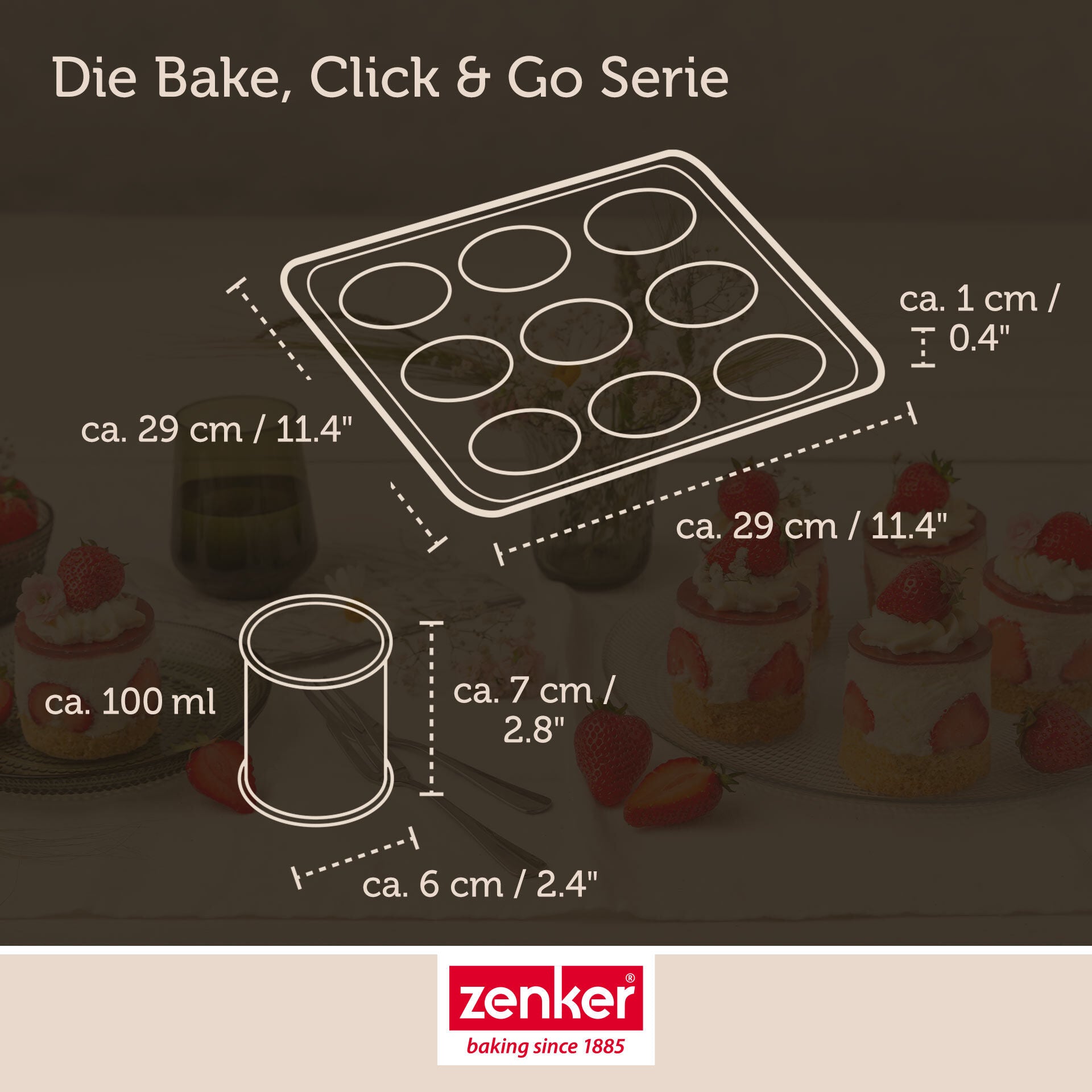 Mini-kakeform bakeplate 9 stk med løfteredskap non-stick - Zenker