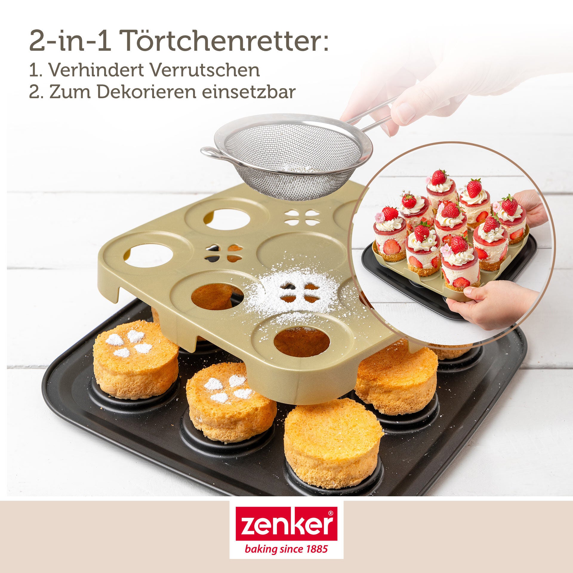 Mini-kakeform bakeplate 9 stk med løfteredskap non-stick - Zenker