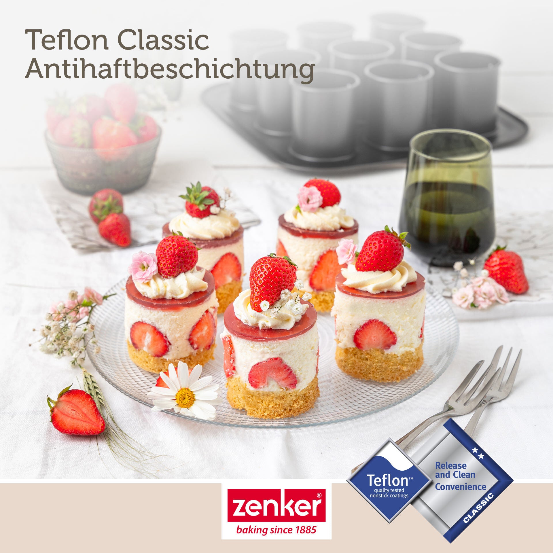 Mini-kakeform bakeplate 9 stk med løfteredskap non-stick - Zenker