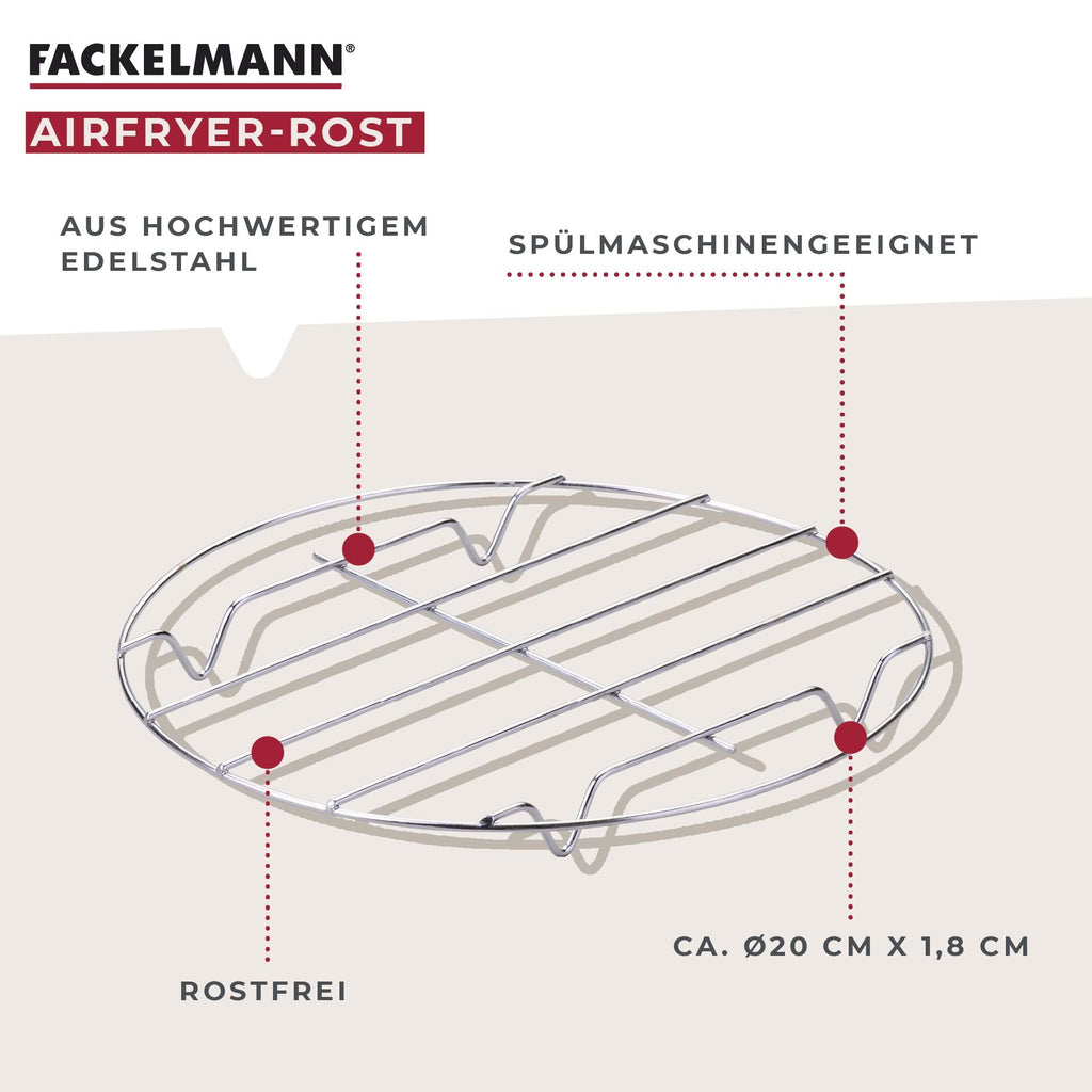 Montert Airfryer-rist rustfritt stål Ø20 cm - Fackelmann i airfryer