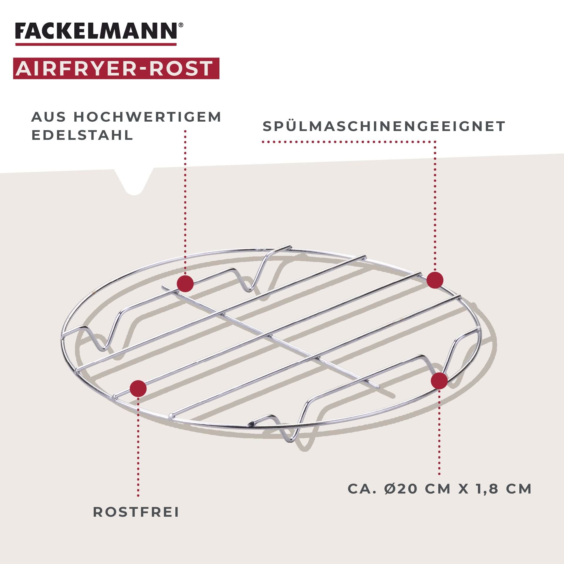 Montert Airfryer-rist rustfritt stål Ø20 cm - Fackelmann i airfryer