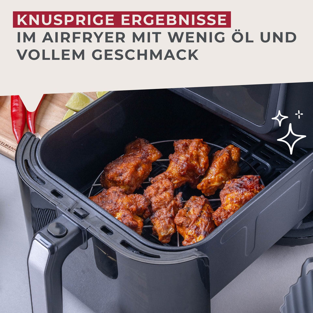 Airfryer-rist rustfritt stål Ø20 cm - Fackelmann med mat
