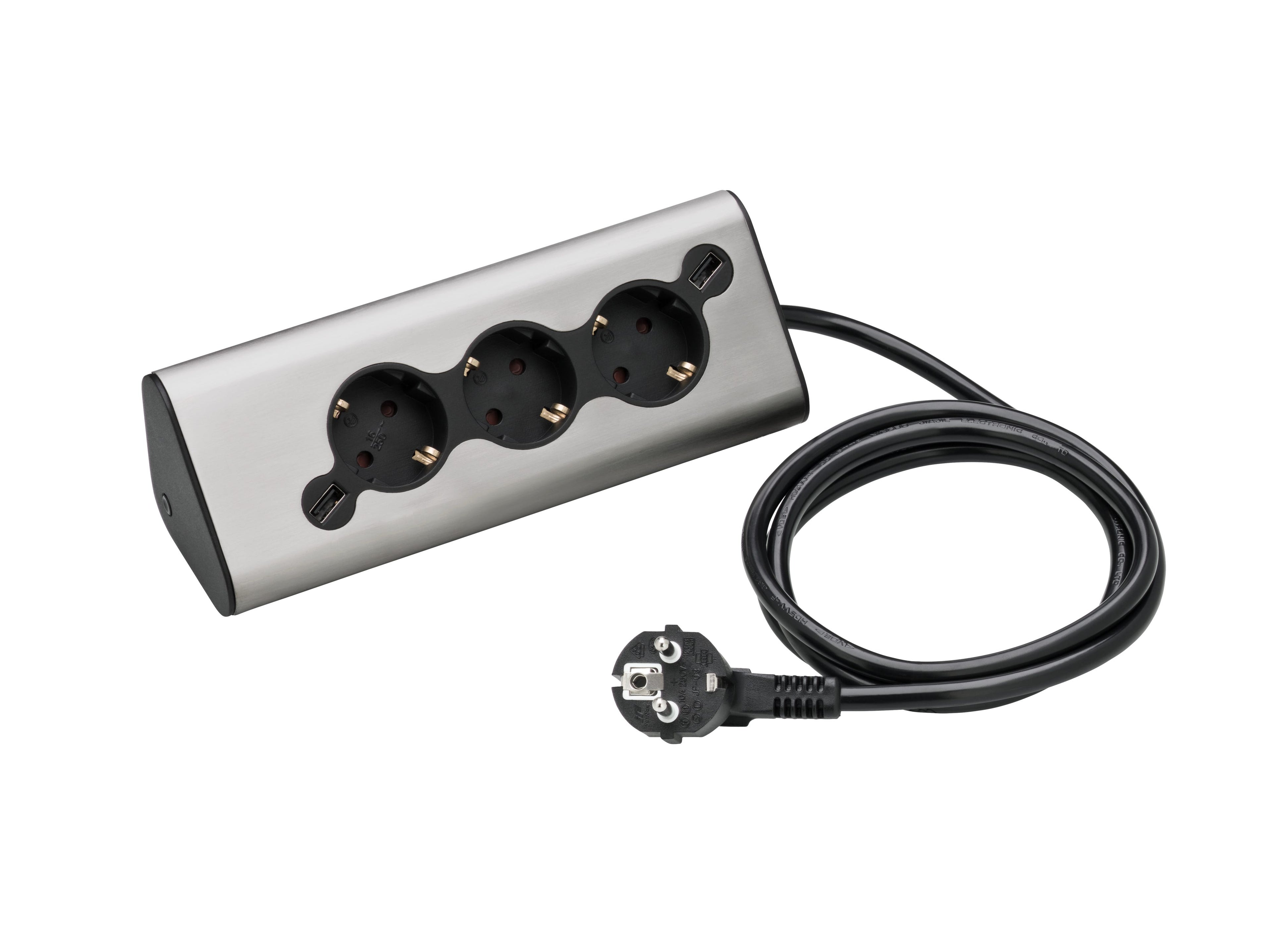 Ambient Multi-Plug Pro grenuttak med LED-lys og USB forfra