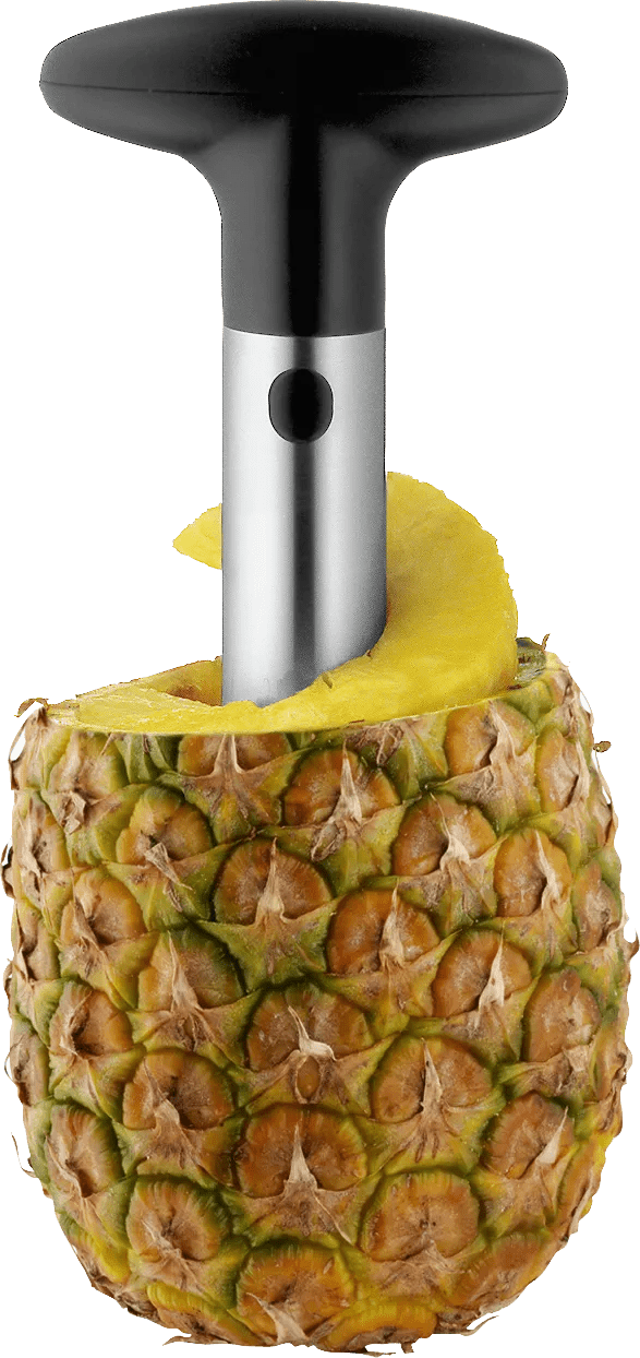 Ananasskjærer rustfritt stål med plasthåndtak - WMF montert på ananas