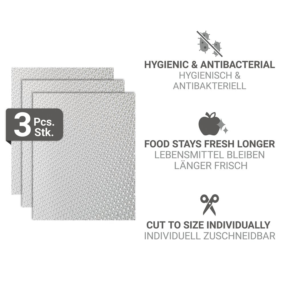 Detalj av antibakteriell kjøleskapmatte 3-delt sett transparent Wenko