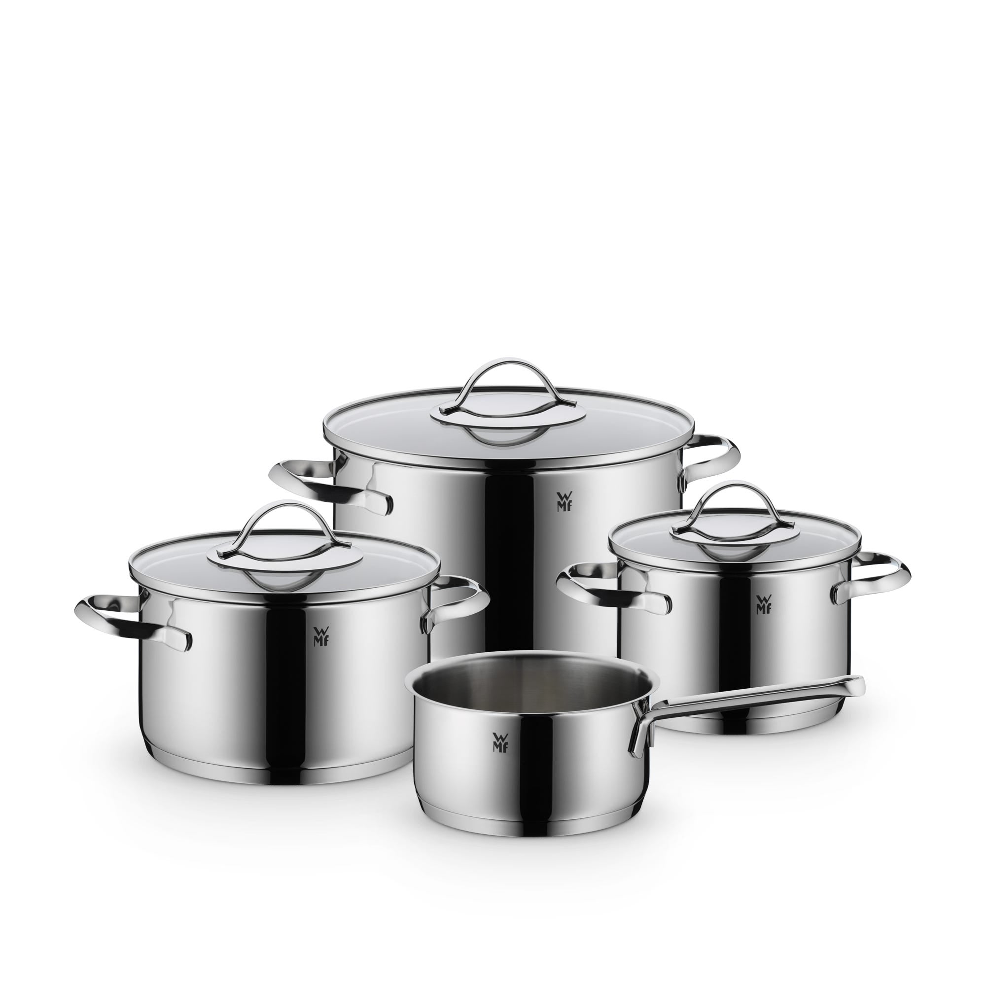 Aparto grytesett 4-delt rustfritt stål 18/10 med glasslokk forfra