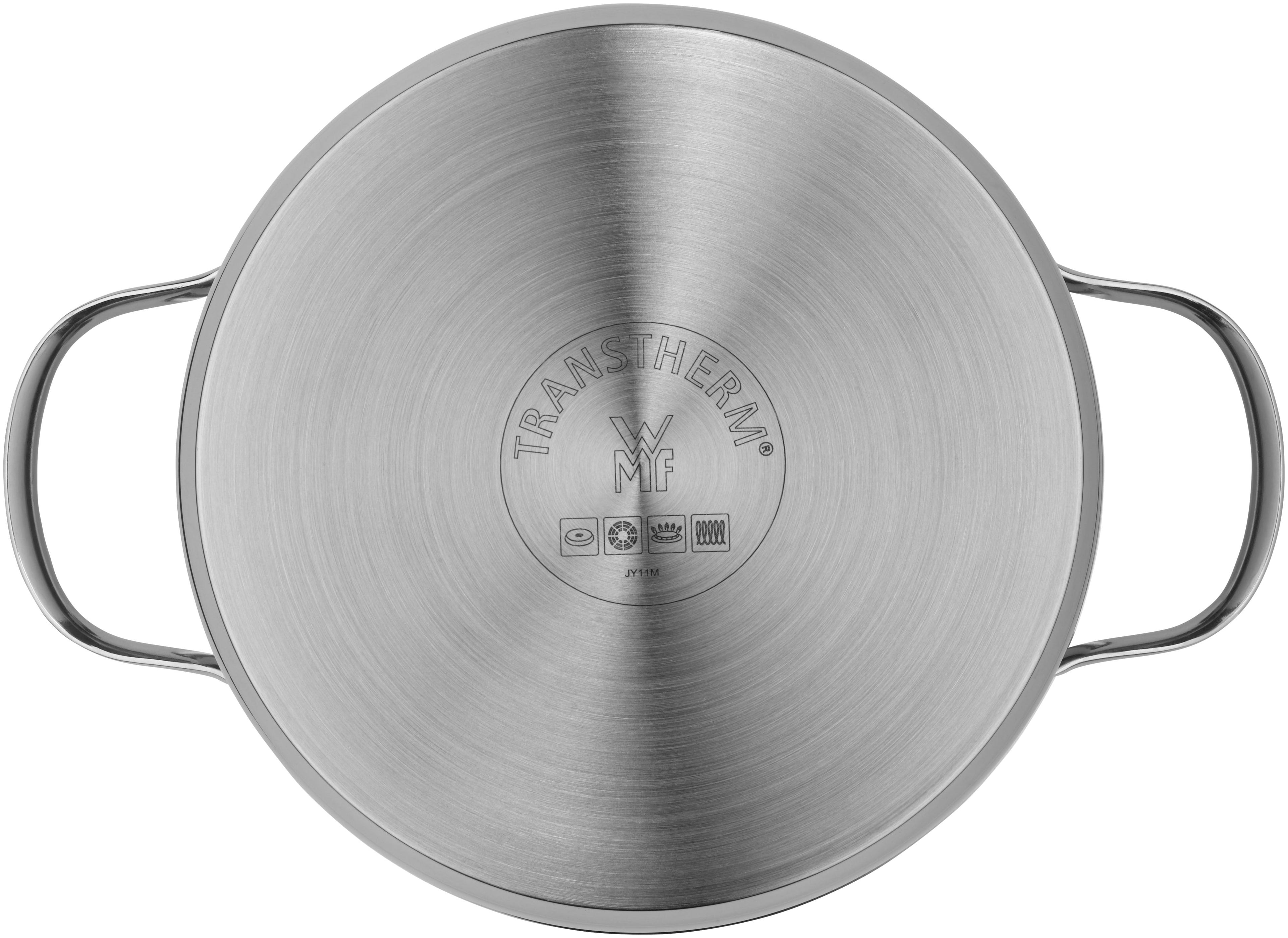 Aparto grytesett 4-delt rustfritt stål 18/10 med glasslokk montert på komfyr