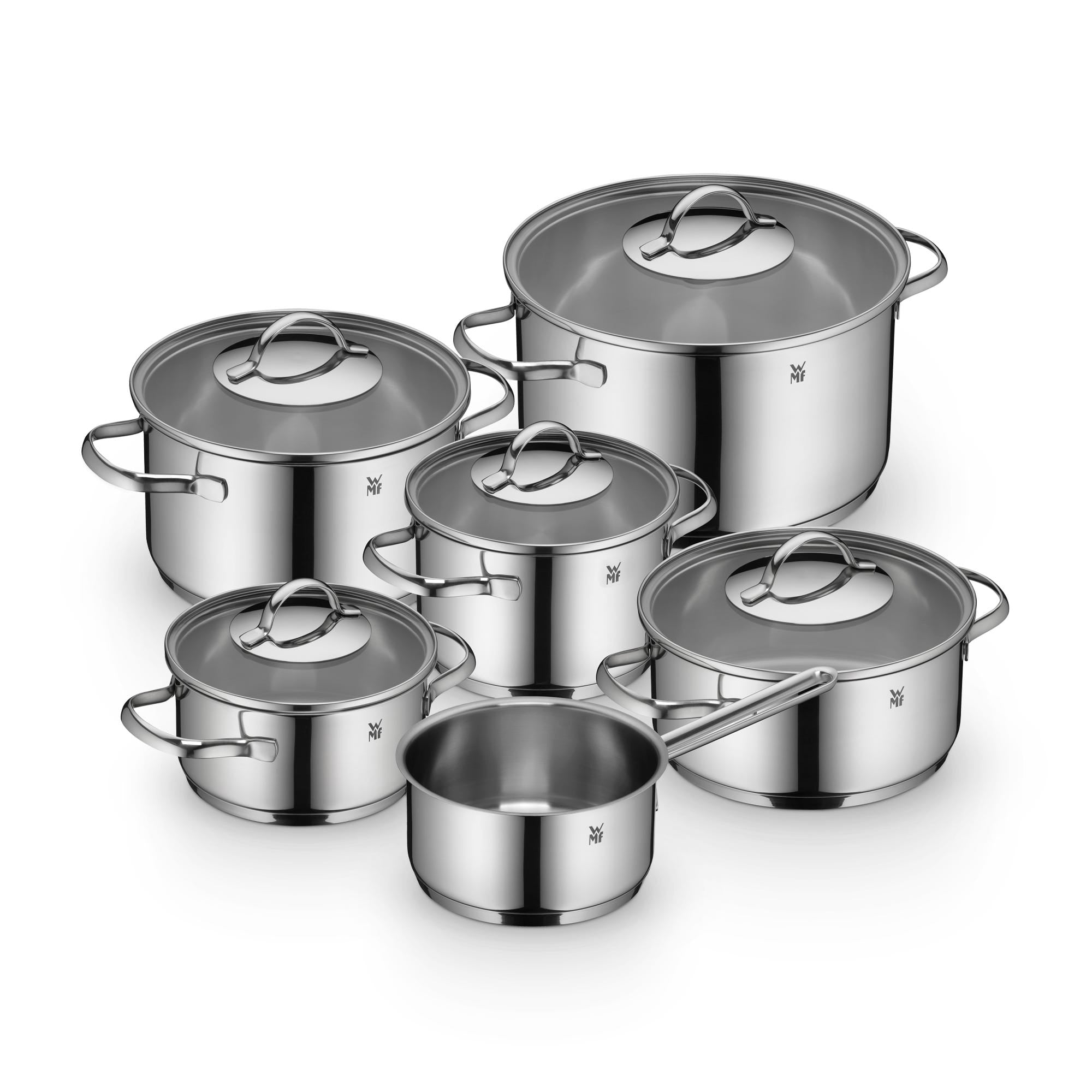 Aparto grytesett 6-delt rustfritt stål 18/10 med glasslokk forfra