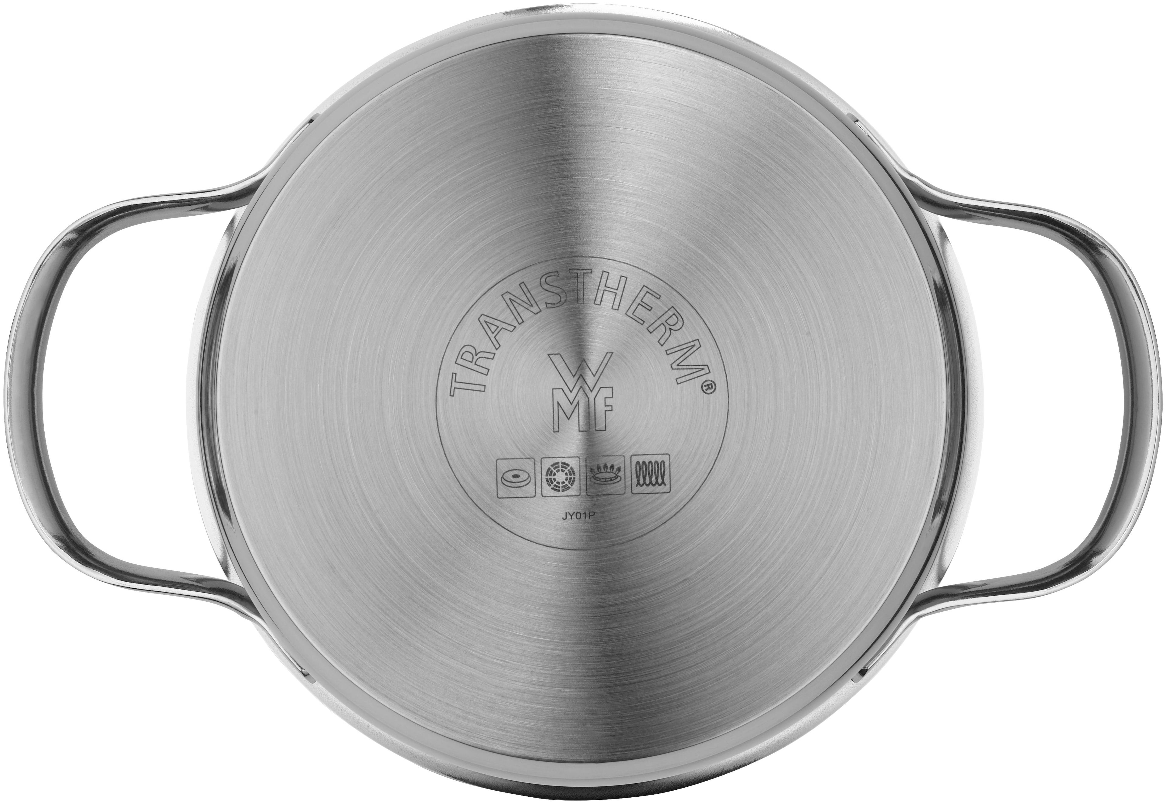 Baksiden av Aparto lav gryte med lokk 16 cm rustfritt stål WMF