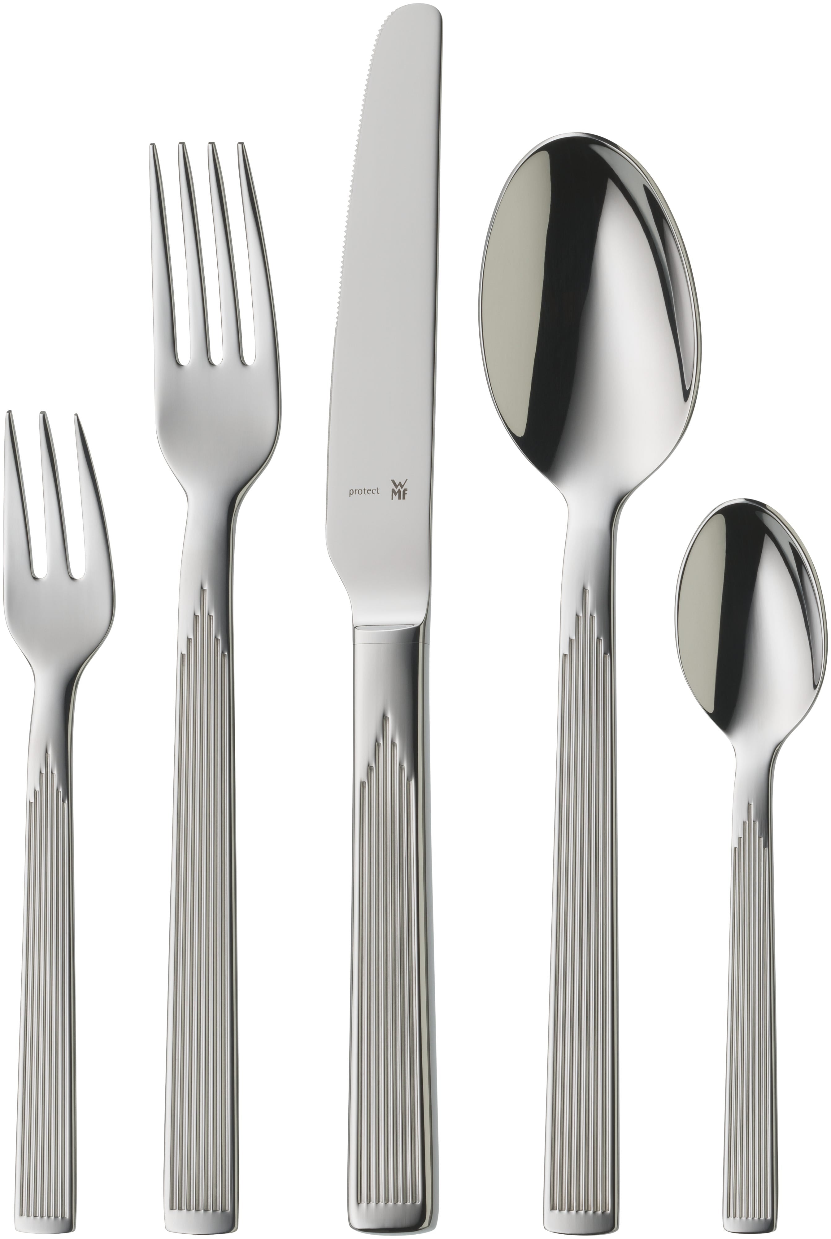 Bakside av Art Deco kakegaffel Cromargan protect polert WMF