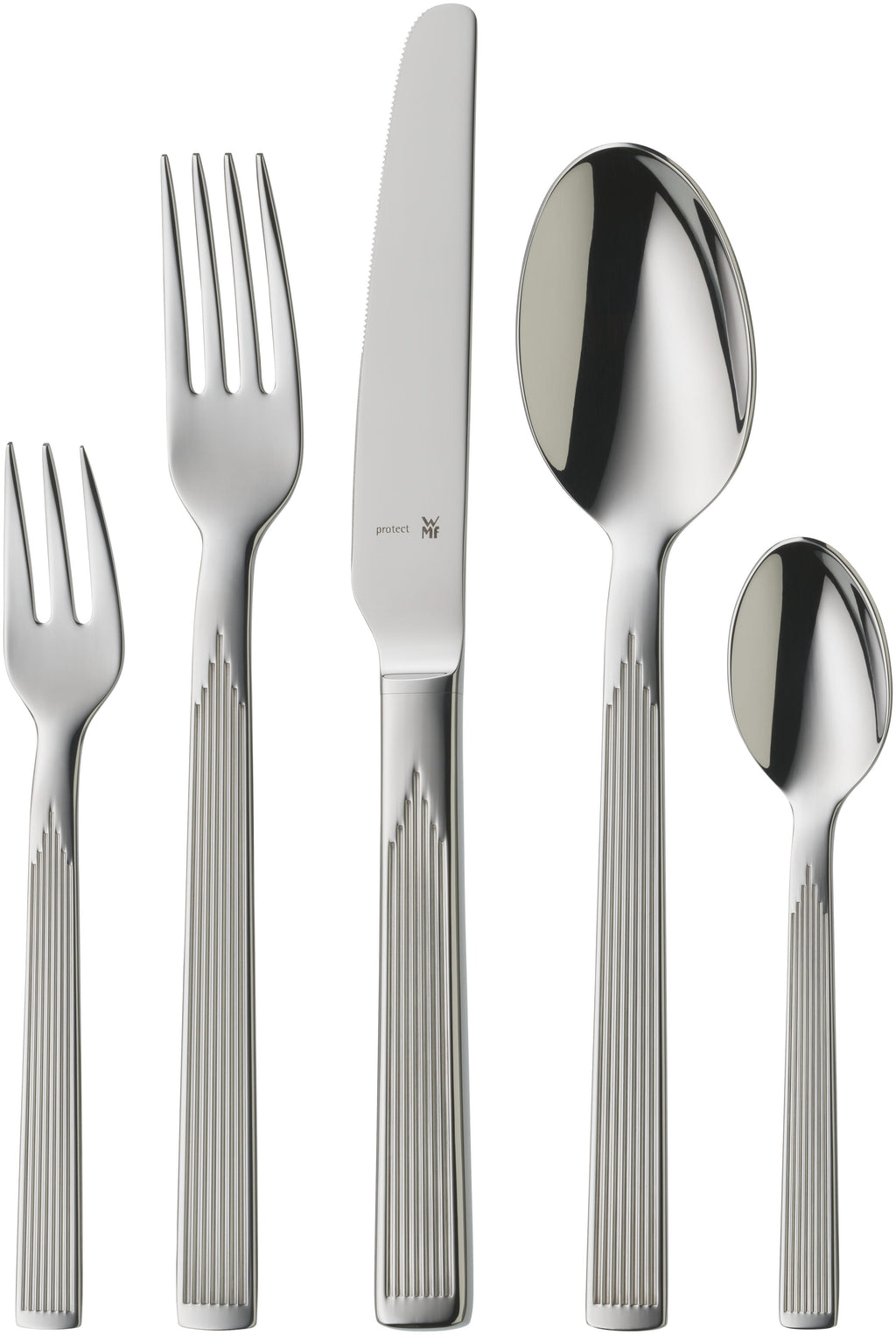 Art Deco teskje polert rustfritt stål Cromargan - WMF bakside