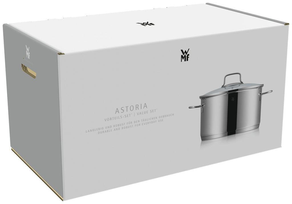 Astoria grytesett 6-delt rustfritt stål med glasslokk induksjon topputsikt
