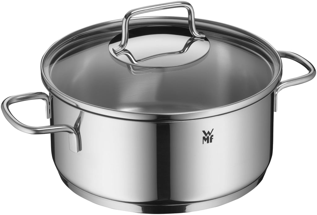 Astoria lav gryte med lokk 20 cm rustfritt stål 2,5 L - WMF forfra