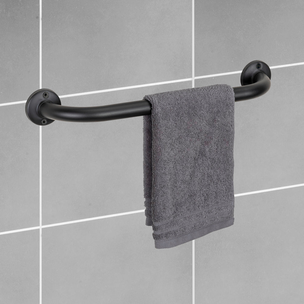Nærbilde av overflate på Badekarhåndtak rustfritt stål svart 40 cm