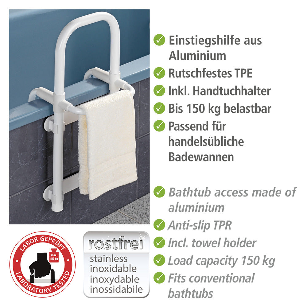 Badekarhjelp Secura hvit justerbar aluminium bakside