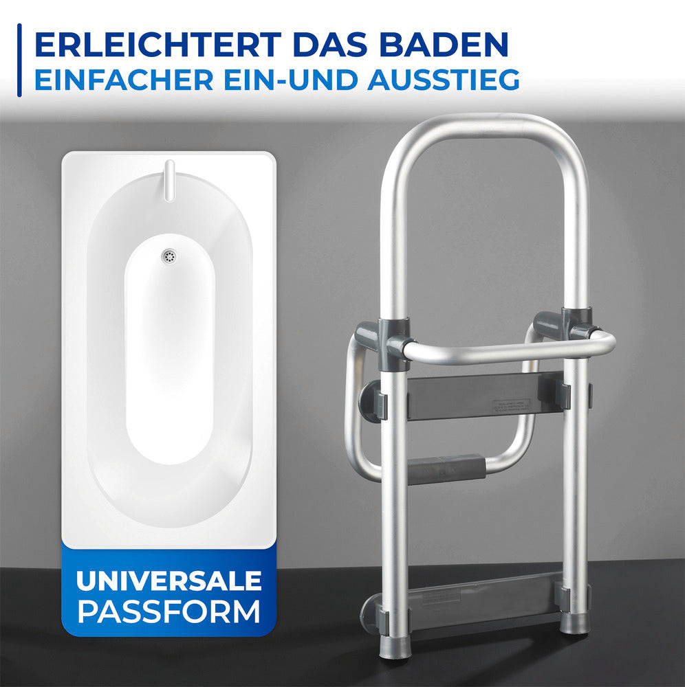 Badekarhjelp Secura sølv justerbar aluminium sett fra siden