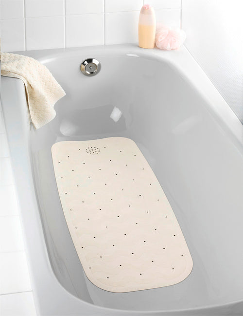 Badekarsmatte naturgummi beige 37 x 90 cm sklisikker bakside