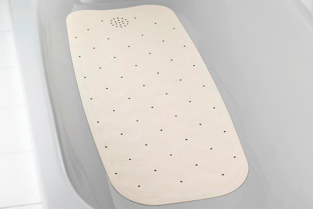 Oversikt av Badekarsmatte naturgummi beige 37 x 90 cm sklisikker i bademiljø