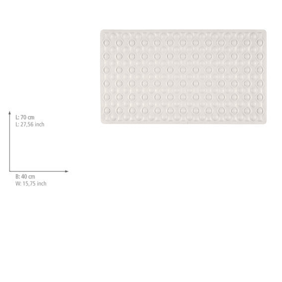 Badekarsmatte Rocha hvit gummi 70 x 40 cm montert i badekar