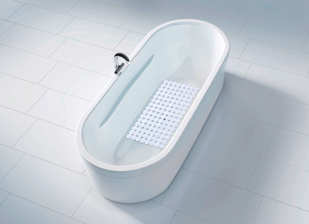 Sideprofil av Badekarsmatte sklisikker hvit 67,5×36 cm PVC