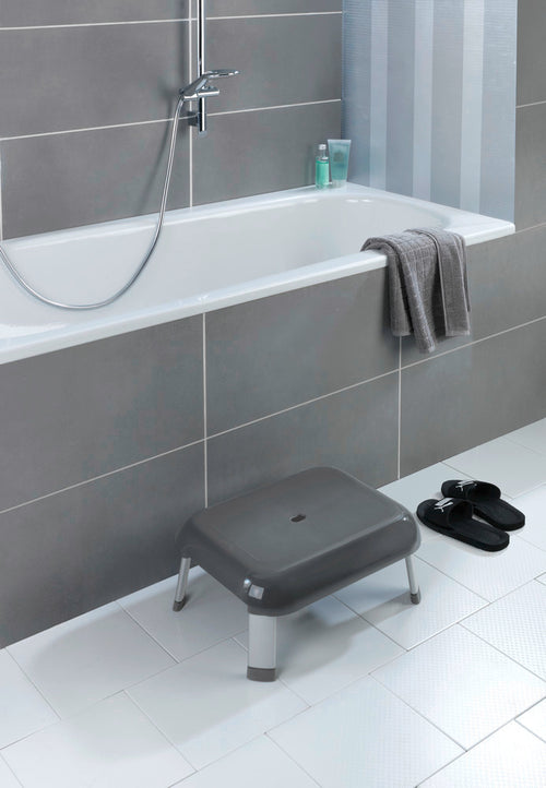 Badekrakk aluminium grå 130 kg bæreevne Secura Premium sett bakfra