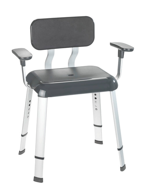 Badekrakk med arm- og ryggstøtte aluminium 130 kg Secura Premium Wenko forfra