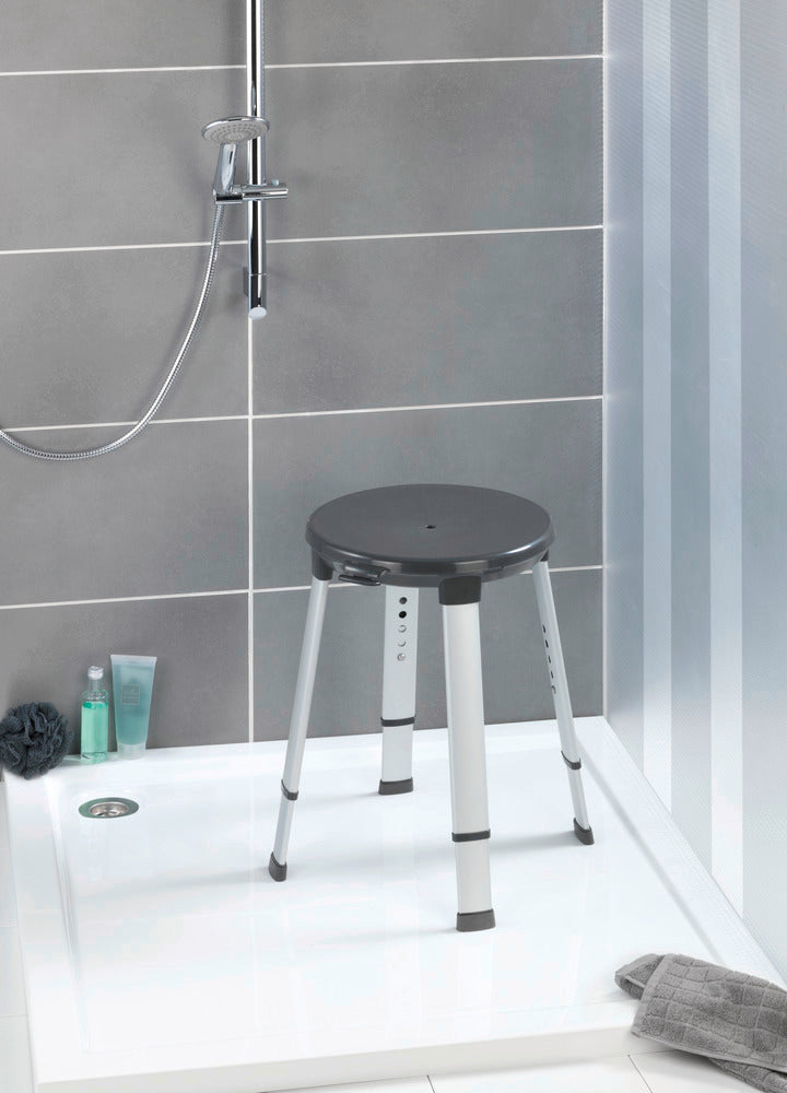 Sideprofil av Badekrakk dreibar aluminium grå 130 kg bæreevne Secura Premium Wenko