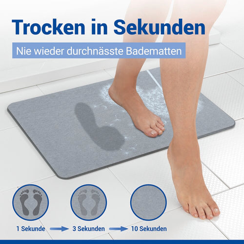 Badematte diatomitt Astera grå 60×39 cm hurtigtørkende bakside