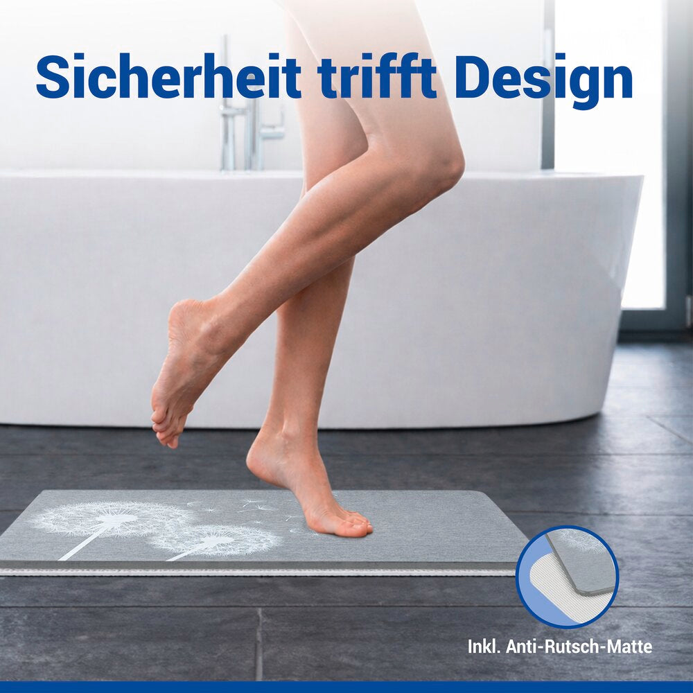 Nærbilde av overflate på Badematte diatomitt Astera grå 60×39 cm hurtigtørkende