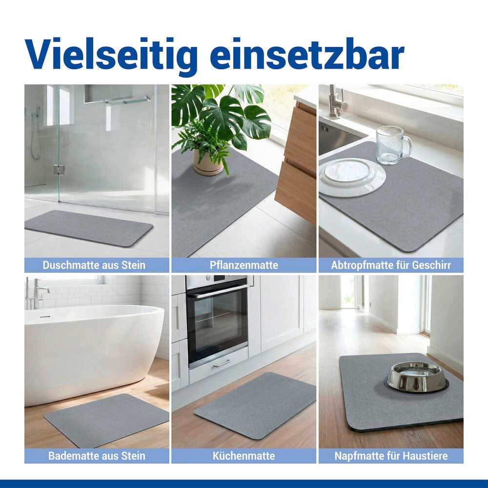 Nærbilde av overflate på Badematte diatomitt grå 60×39 cm hurtigtørkende sklisikker - Wenko