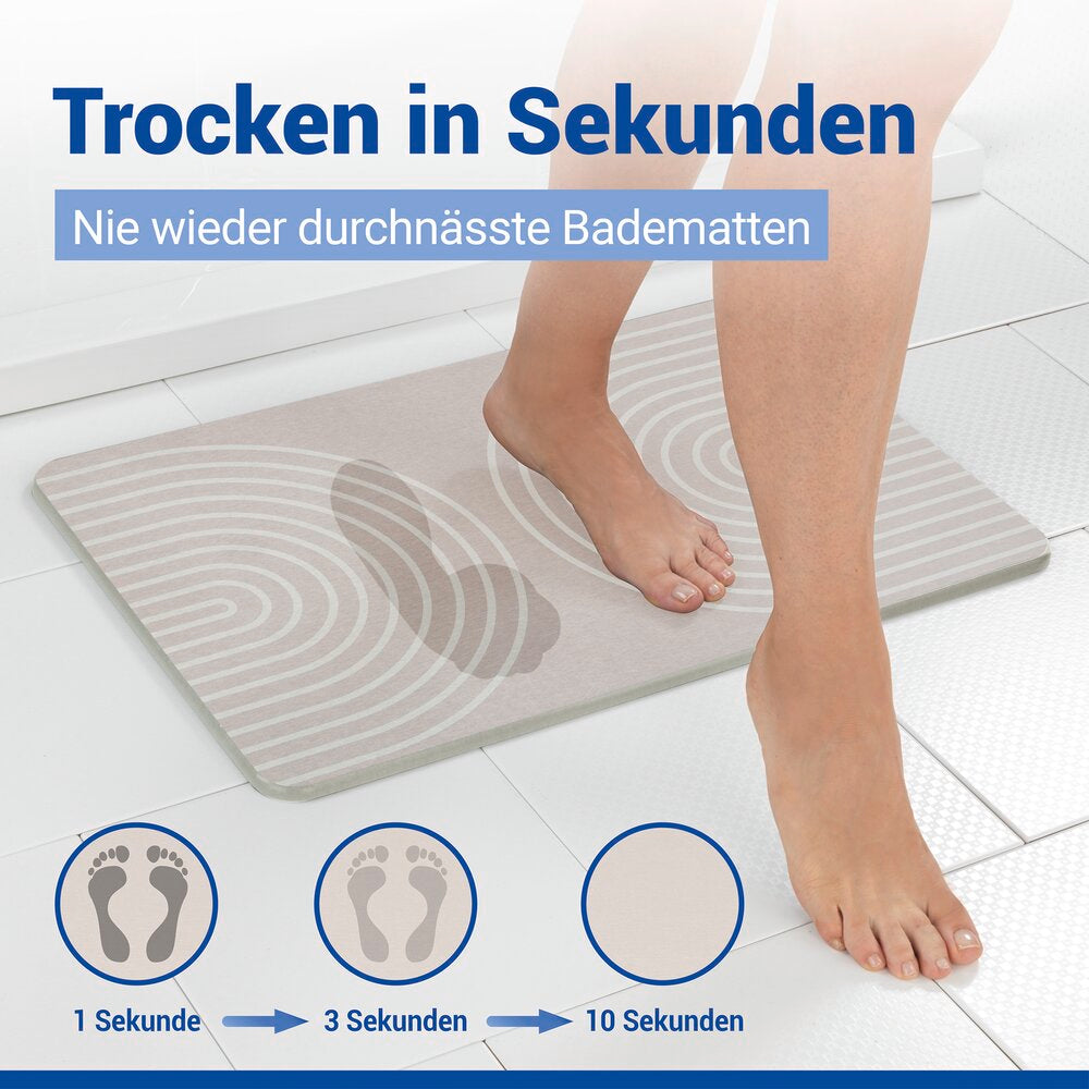 Badematte diatomitt Nazca beige 60×39 cm hurtigtørkende bakside