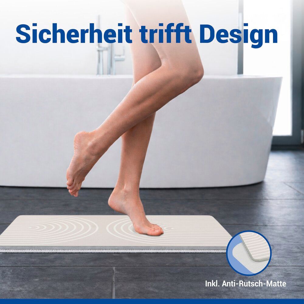 Nærbilde av overflate på Badematte diatomitt Nazca beige 60×39 cm hurtigtørkende