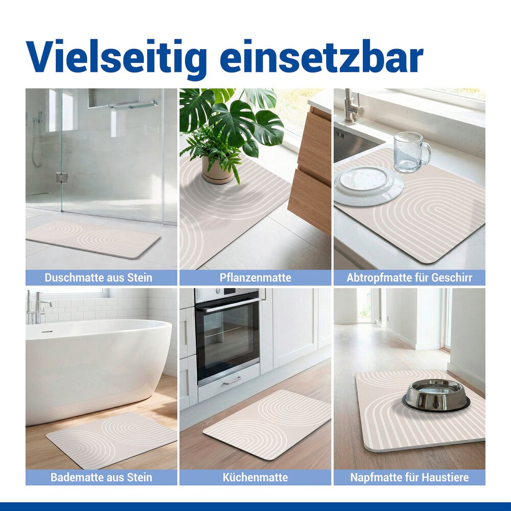 Badematte diatomitt Nazca beige 60×39 cm hurtigtørkende på baderom
