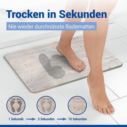 Badematte diatomitt Puna grå 60×39 cm hurtigtørkende bakside