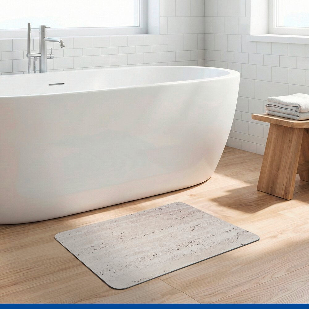 Badematte diatomitt Puna grå 60×39 cm hurtigtørkende i moderne baderomsinnredning