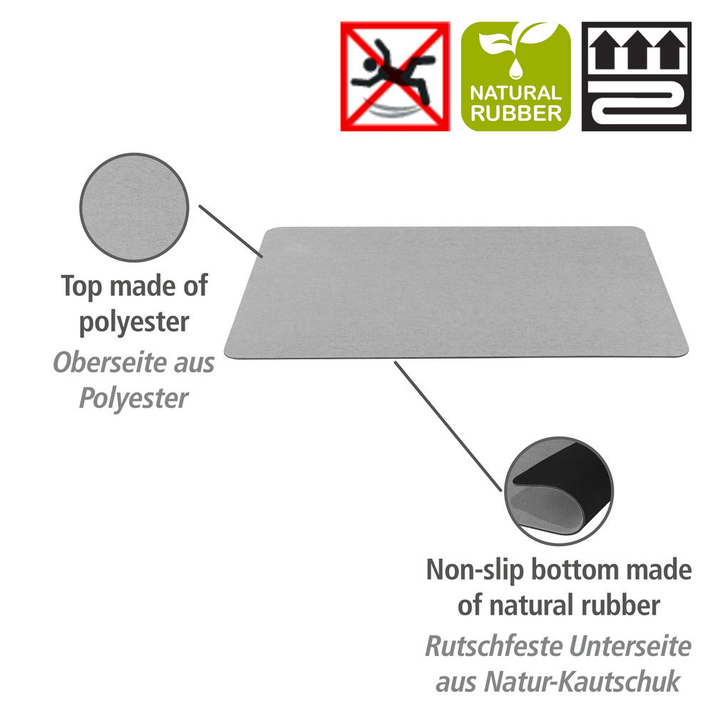 Badematte hurtigtørkende 50 x 80 cm grå polyester bakside